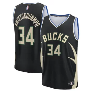 Giannis Antetokounmpo Collectible Milwaukee Bucks Youth Fast Break Replica Player Jersey Statement Edition Black