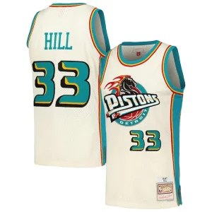 Grant Hill Premium Detroit Pistons Chainstitch Swingman Jersey Cream