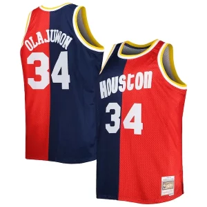 Hakeem Olajuwon Houston Rockets Big & Tall Gracieux Hardwood Classics 1993/94 Split Swingman Jersey Navy/Red