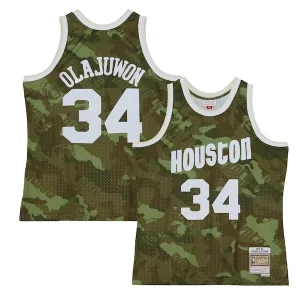 Hakeem Olajuwon Houston Rockets Magnifique Hardwood Classics 1993/94 Ghost Green Swingman Jersey Camo