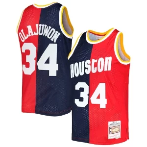 Hakeem Olajuwon Houston Rockets Hardwood Classics 1993/94 Split Swingman Jersey Dashing Navy/Red