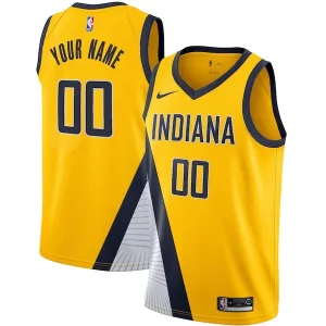 Indiana Pacers Nike 2019/20 Custom Admirable Swingman Jersey Yellow Statement Edition