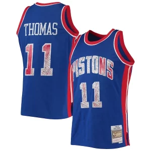Isiah Thomas Detroit Pistons 1988/89 Hardwood Classics NBA Splendide 75th Anniversary Diamond Swingman Jersey Blue