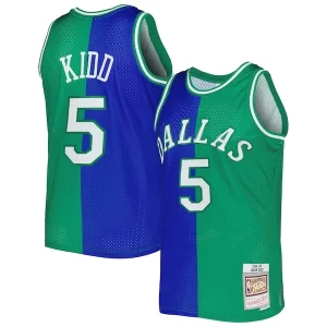 Jason Kidd Dallas Mavericks Hardwood Classics Éclatant 1994/95 Split Swingman Jersey Blue/Green