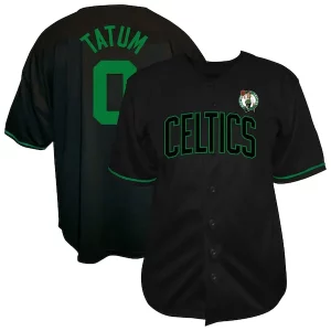 Jayson Tatum Boston Celtics Profile Big & Tall Name & Number Button Up Jersey Exquisite Black