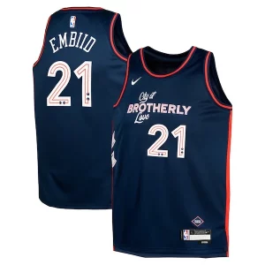 Joel Embiid Premium Philadelphia 76ers Nike Youth Swingman Replica Jersey City Edition Navy