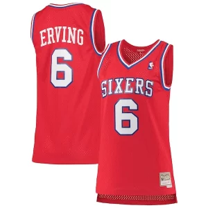 Julius Erving Philadelphia 76ers Women's 1982/83 Hardwood Classics Swingman Dashing Jersey Red