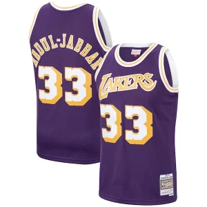 Kareem Abdul Jabbar Los Angeles Lakers Hardwood Classics Swingman Jersey Purple/Gold Classique