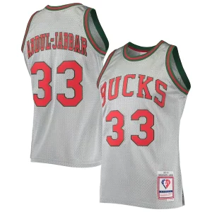 Kareem Confortable Abdul Jabbar Milwaukee Bucks 75th Anniversary 1971/72 Hardwood Classics Swingman Jersey Silver