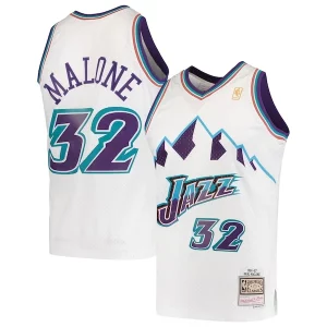 Karl Malone Utah Jazz 1996/97 Refiné Hardwood Classics Swingman Jersey White