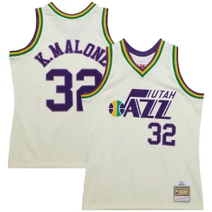 Karl Sophistiqué Malone Utah Jazz Chainstitch Swingman Jersey Cream