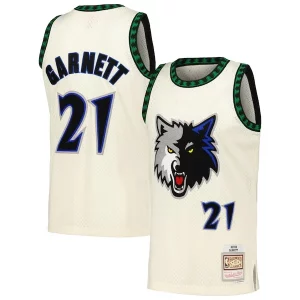 Kevin Garnett Minnesota Timberwolves Chainstitch Swingman Haut de gamme Jersey Cream
