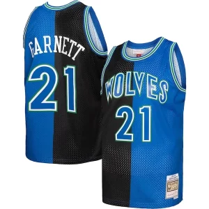 Kevin Garnett Minnesota Timberwolves Hardwood Admirable Classics 1995/96 Split Swingman Jersey Black/Blue
