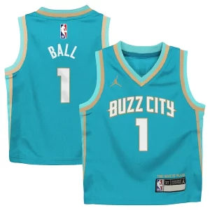 LaMelo Ball Charlotte Hornets Jordan Brand Preschool 2023/24 Swingman Replica Jersey City Authentique Edition Teal