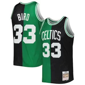 Larry Bird Notable Boston Celtics Hardwood Classics 1985/86 Split Swingman Jersey Black/Kelly Green