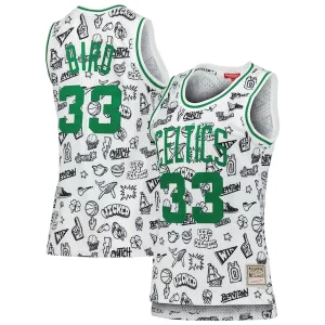 Larry Bird Exclusif Boston Celtics Women's 1985 Doodle Swingman Jersey White