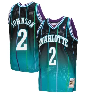 Larry Johnson Refiné Charlotte Hornets 1992/93 Hardwood Classics Fadeaway Swingman Player Jersey Teal/Black