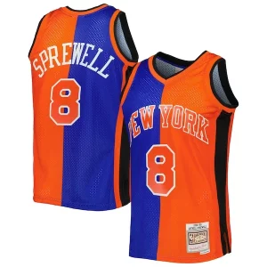 Latrell Sprewell New York Premium Knicks Hardwood Classics 1998/99 Split Swingman Jersey Blue/Orange