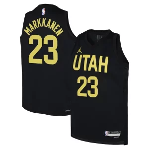 Lauri Markkanen Utah Jazz Jordan Brand Youth Swingman Jersey Statement Edition Black Éclatant