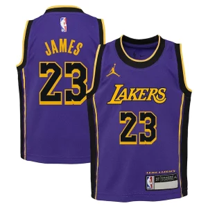 LeBron James Los Angeles Lakers Jordan Brand Preschool Haut de gamme 2022/23 Dri FIT Replica Jersey Statement Edition Purple