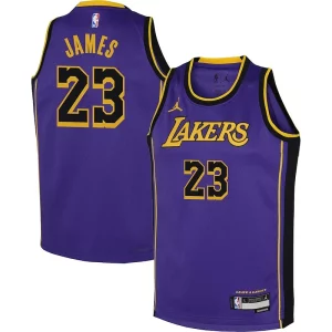 LeBron James Los Angeles Lakers Jordan Charming Brand Youth Performance Swingman Jersey Statement Purple