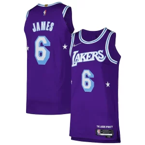 LeBron James Haut de gamme Los Angeles Lakers Nike Authentic Player Jersey City Edition Purple