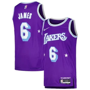 LeBron James Los Angeles Lakers Élégant Nike Swingman Player Jersey City Edition Purple