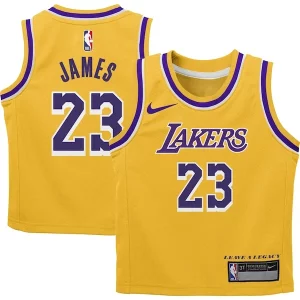 LeBron James Dashing Los Angeles Lakers Nike Preschool Dri FIT Swingman Player Jersey Icon Edition Gold