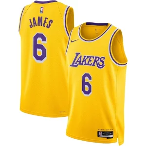 LeBron James Refiné Los Angeles Lakers Nike Unisex Swingman Jersey Icon Edition Gold