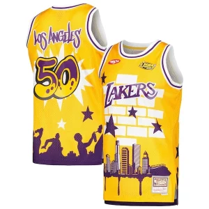 Los Angeles Lakers x Tats Cru Incontournable Hardwood Classics Fashion Jersey Gold