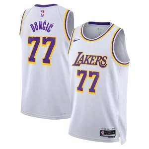 Luka Dončić Dashing Los Angeles Lakers Nike Association Edition Unisex Swingman Jersey White