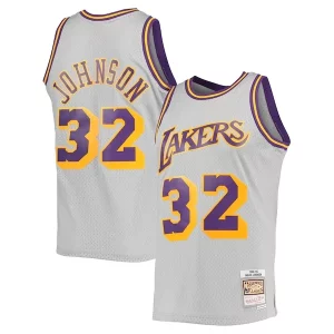 Magic Johnson Los Angeles Exquisite Lakers 1984 85 Hardwood Classics Reload 2.0 Throwback Swingman Jersey Gray