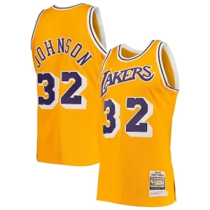 Magic Johnson Los Angeles Lakers 1984/85 Hardwood Classics Authentic Jersey Gold/Purple Élégant