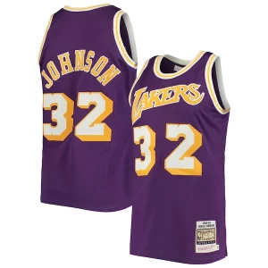 Magic Johnson Los Angeles Lakers 1984/85 Hardwood Classics Authentic Stylish Jersey Purple/Gold