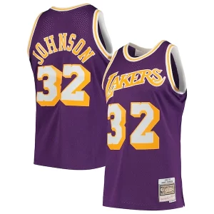 Magic Johnson Los Angeles Lakers 1984/85 Hardwood Classics Swingman Jersey Confortable Purple/Gold