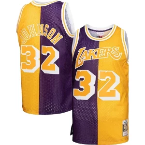 Magic Johnson Los Angeles Lakers Big & Tall Hardwood Classics 1984/85 Gracieux Split Swingman Jersey Purple/Gold