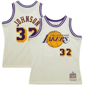Magic Johnson Los Incontournable Angeles Lakers Chainstitch Swingman Jersey Cream