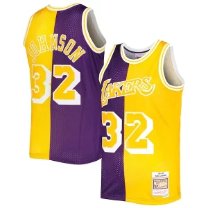 Magic Johnson Los Angeles Lakers Hardwood Classics 1984/85 Gracieux Split Swingman Jersey Purple/Gold