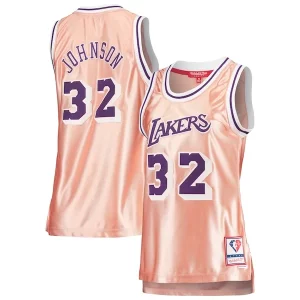 Magic Johnson Los Angeles Lakers Women's 75th Anniversary Rose Gold 1984 Swingman Classique Jersey Pink