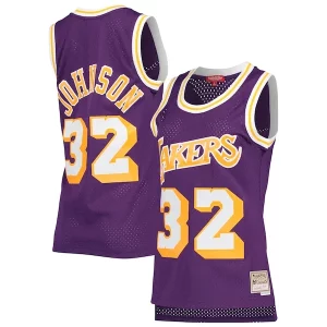 Magic Johnson Los Angeles Lakers Women's Hardwood Classics Notable 1984/85 Swingman Jersey Purple