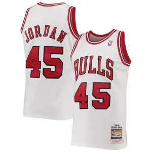 Men's Chicago Bulls Michael Jordan Refiné White 1994 95 Hardwood Classics Authentic Player Jersey