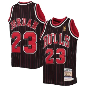 Michael Jordan Chicago Bulls Youth 1996 97 Hardwood Classics Sophistiqué Authentic Jersey Black/Red/Red/White