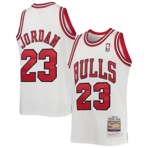 Michael Jordan Chicago Bulls Youth 1997/98 Hardwood Classics Authentic Personalisable Jersey White/Black/Red