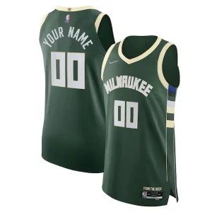 Milwaukee Bucks Nike 2021/22 Diamond Authentic Haut de gamme Custom Jersey Icon Edition Hunter Green