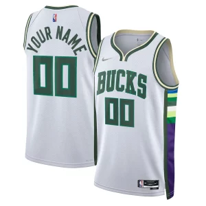 Milwaukee Bucks Nike 2021/22 Swingman Custom Jersey Prime City Edition White