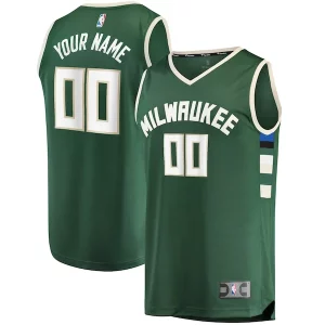 Milwaukee Bucks Youth Fast Break Custom Replica Jersey Hunter Green Icon Éclatant Edition