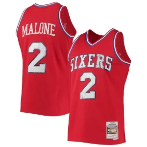 Moses Malone Philadelphia 76ers 1982/83 Hardwood Classics NBA 75th Anniversary Diamond Swingman Jersey Red Luxueux