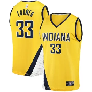 Myles Turner Indiana Pacers Fast Break Superbe Replica Jersey Statement Edition Gold
