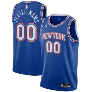 New York Knicks Jordan Exceptionnel Brand Swingman Custom Jersey Statement Edition Blue