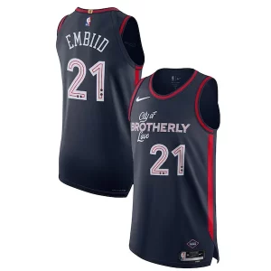 Nike Luxueux Joel Embiid Philadelphia 76ers Authentic Jersey City Edition Navy